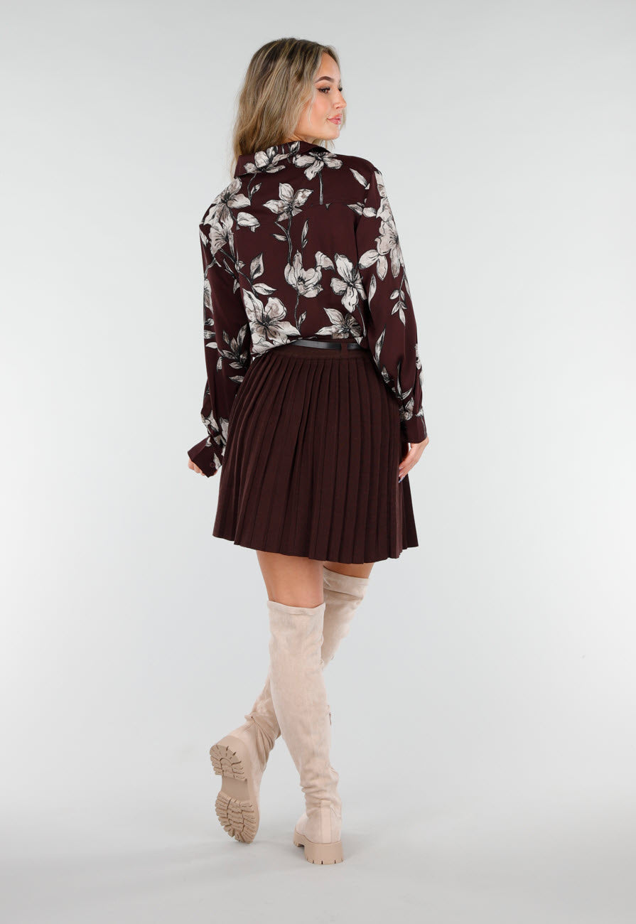 Bordeaux Blouse met Bloemenprint