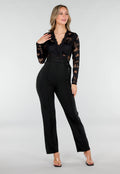 Nette Zwarte Jumpsuit met Kant en Tailleriem