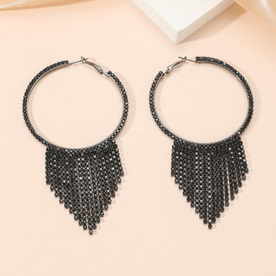 Zwarte Fringe Oorbellen