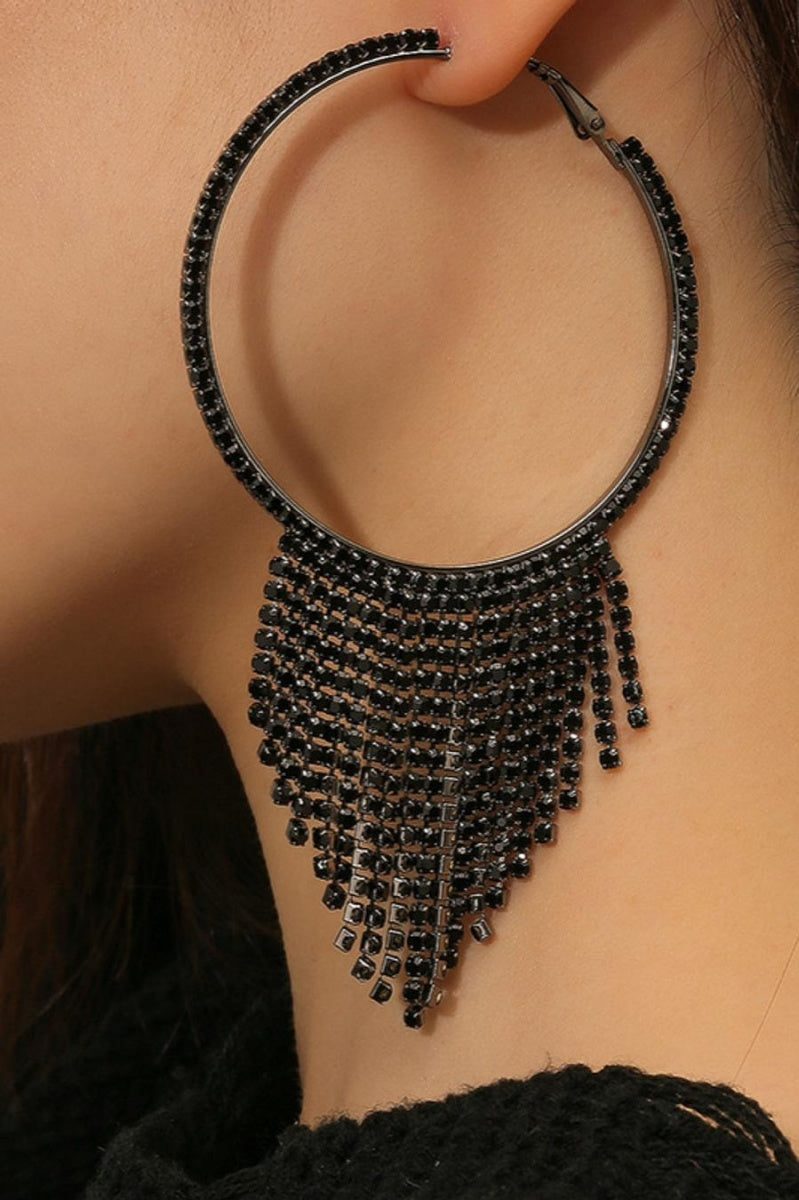 Zwarte Fringe Oorbellen