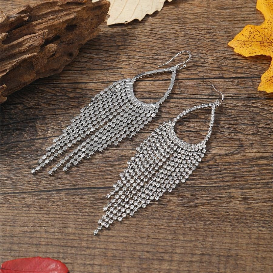 Zilveren Fringe Druppel Oorbellen
