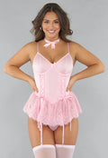Lichtroze Lingerie Jurkje met Strikjes