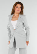 Lichtgrijze Halflange Stretch Blazer