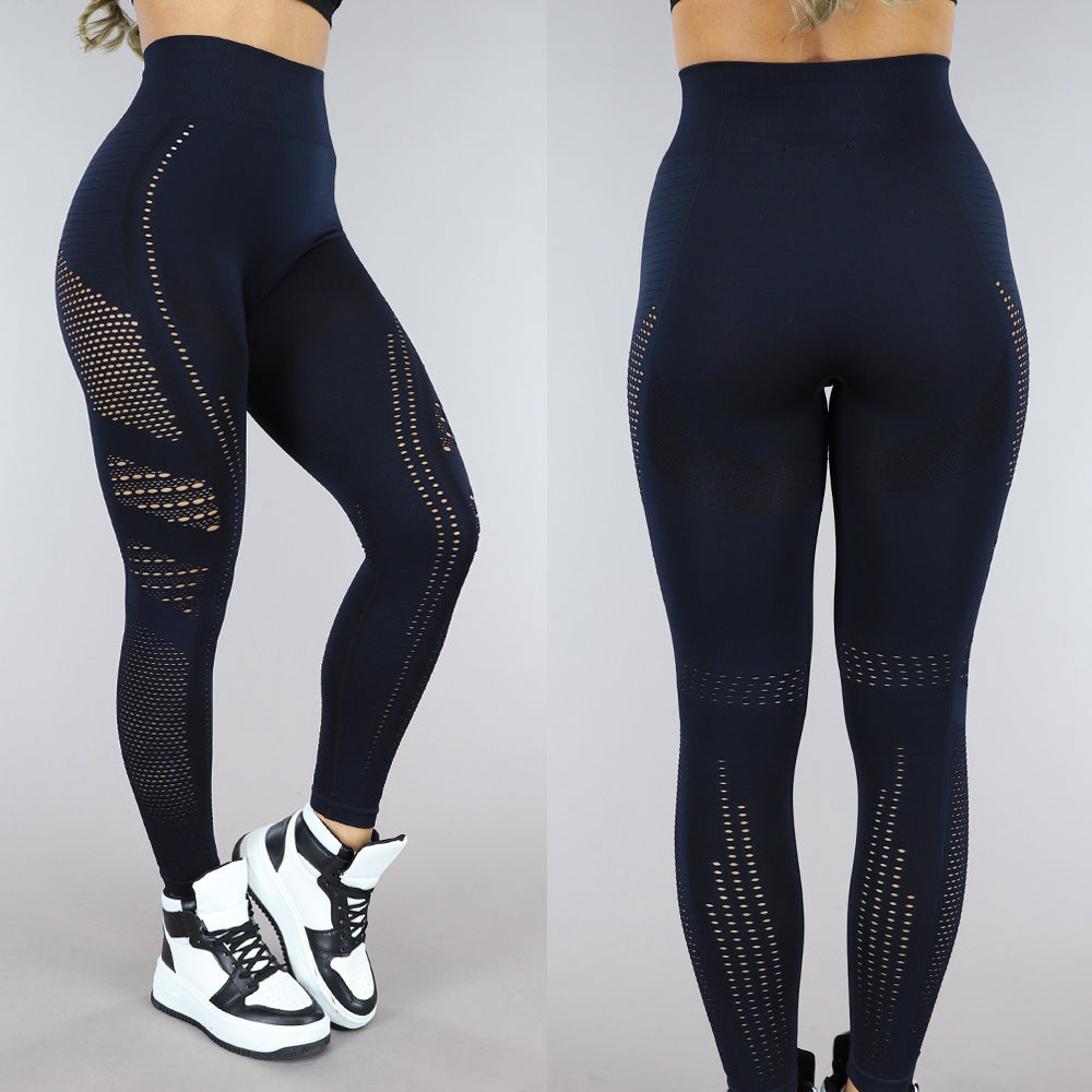 Zwarte Sportlegging met Fishnet Detail