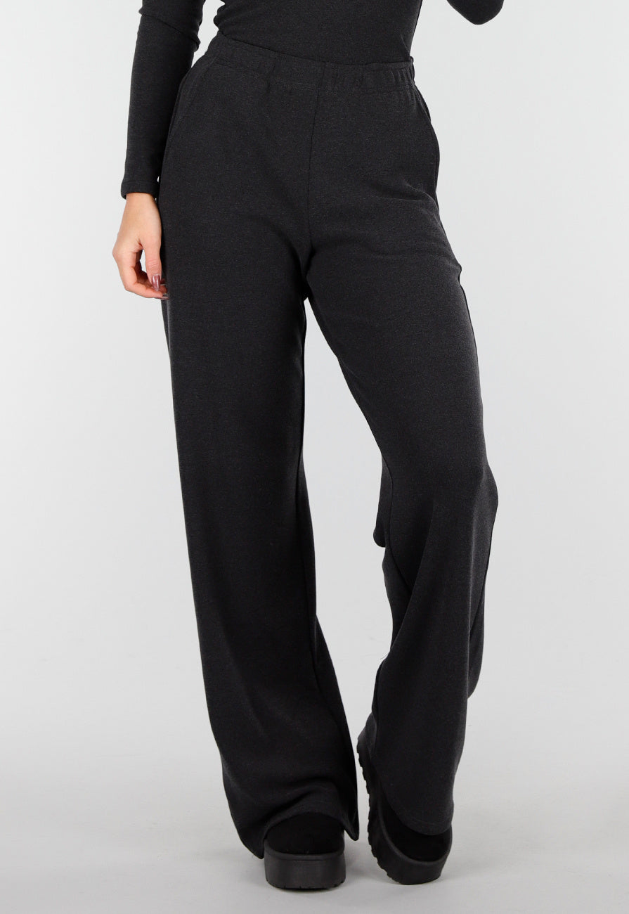 Grijze Zachte Stretch Broek met Rechte Pijpen