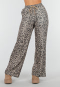 Leopard Print Broek met Rechte Pijp en Elastische Taille
