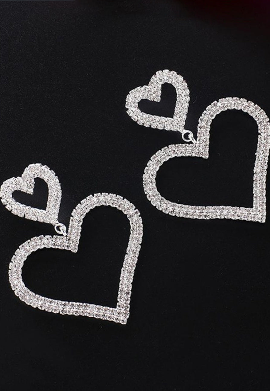Zilveren Glitter Hartjes Oorbellen