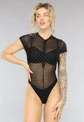 Zwarte See Through Bodysuit met Glitters