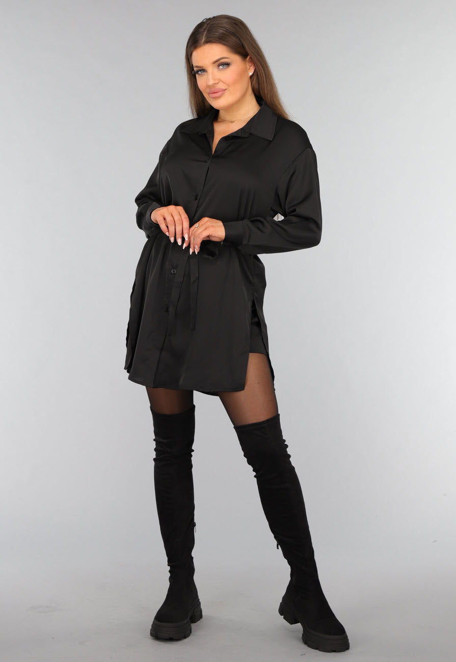 Zwarte Blouse Jurk met Broekje