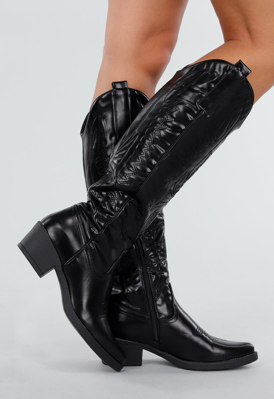 Zwarte Cowboylaarzen met Lage Hak