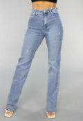 Redial Jeans Tall Lichtblauwe High Waist Stretch Jeans met Rechte Pijpen