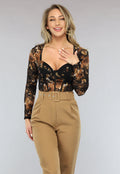 Kanten Korset Bodysuit met Bloemenprint