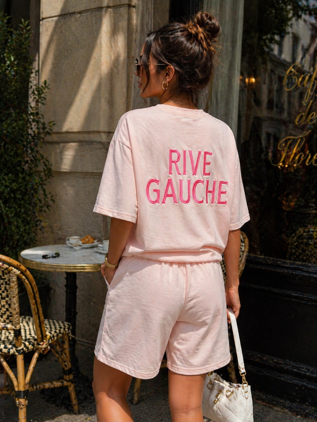 Lichtroze Two Piece Set met T-Shirt en Shorts