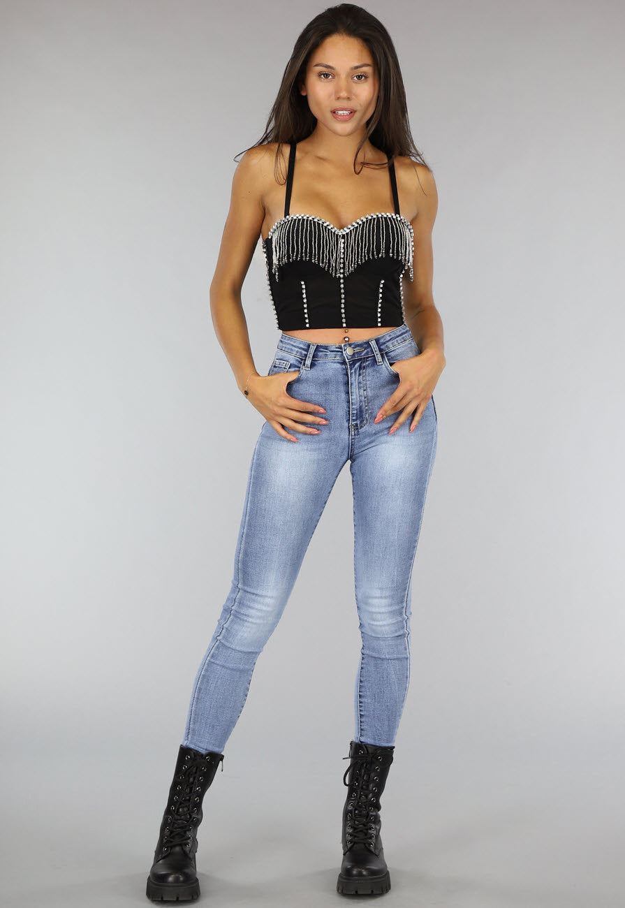 Zwarte Push Up Glamour Bustier