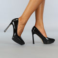 Zwarte Lak Pumps met Stiletto Hak