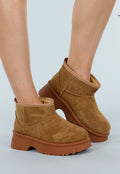 Bruine Suede Snowboots met Voering