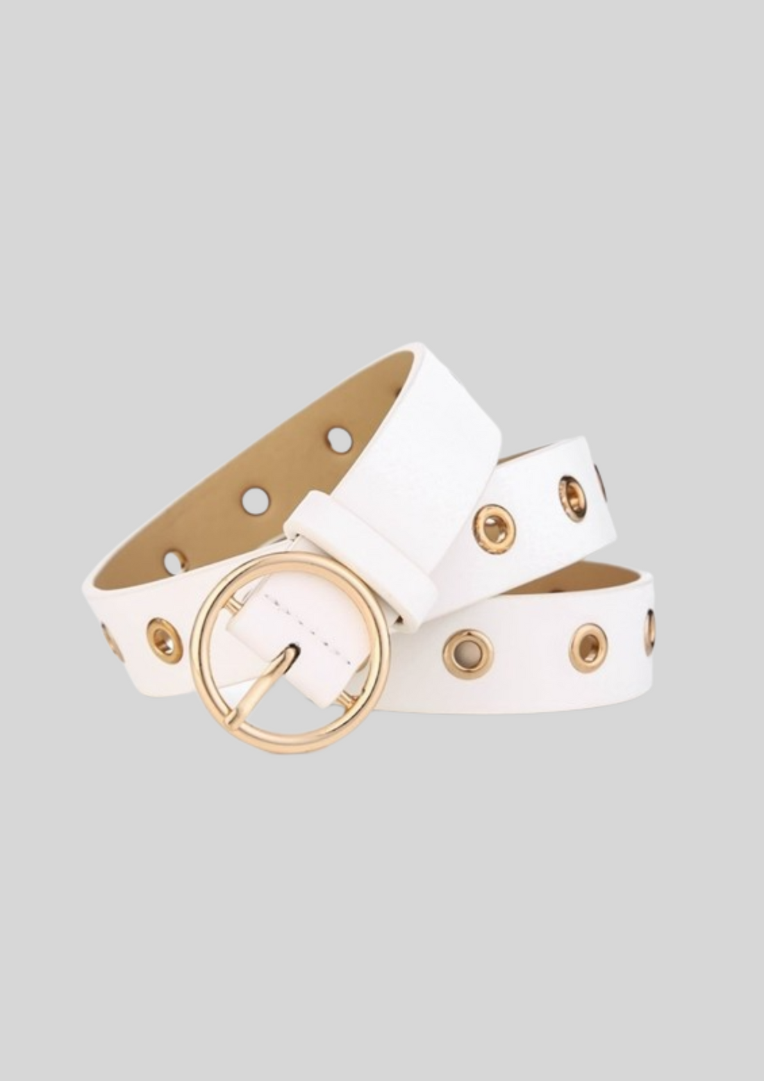 Witte Riem met Ronde Gesp en Gouden Detail