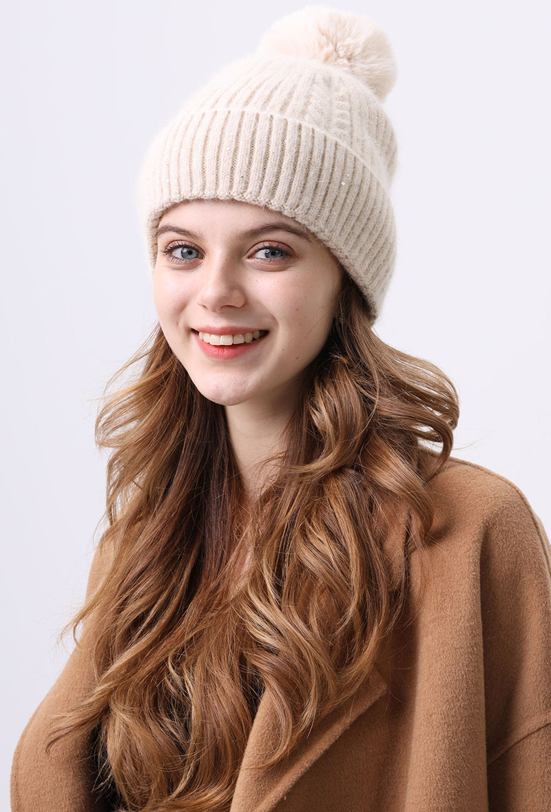 Gebreide Muts met Pompon