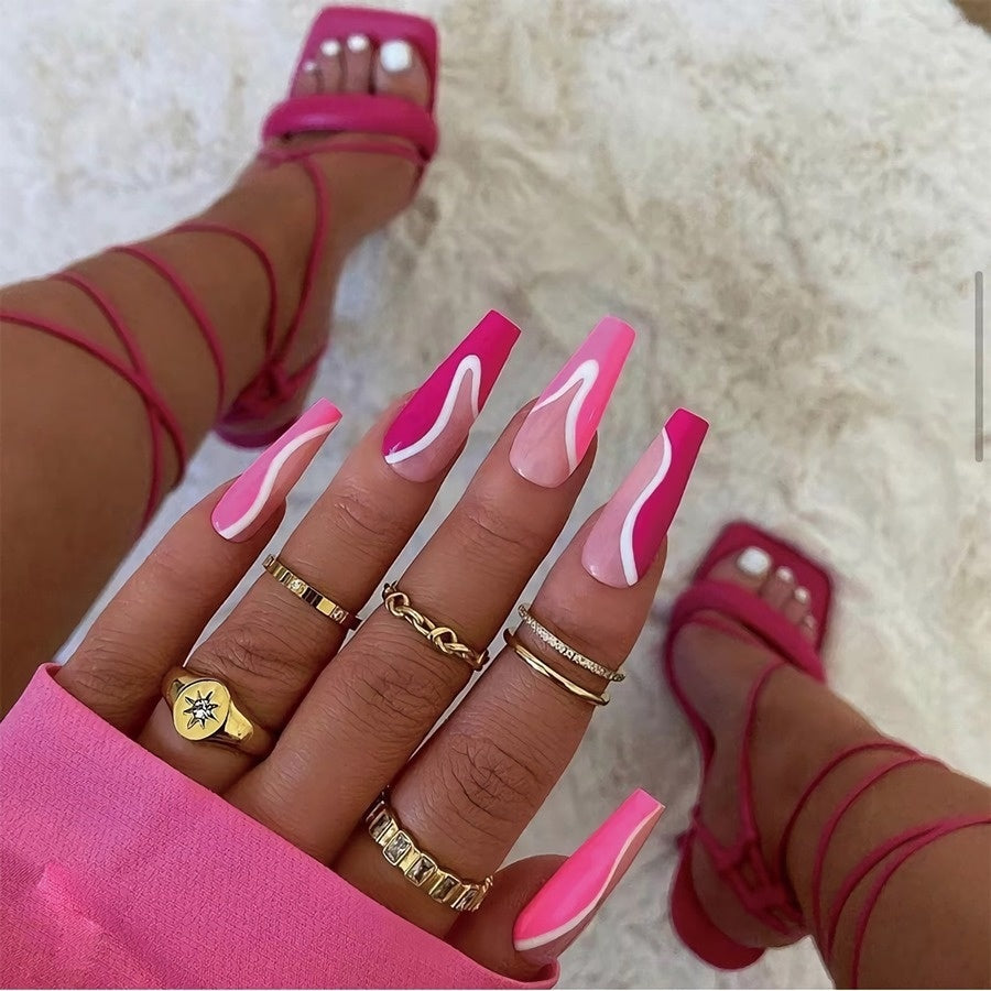Multi Roze Swirl Nepnagels