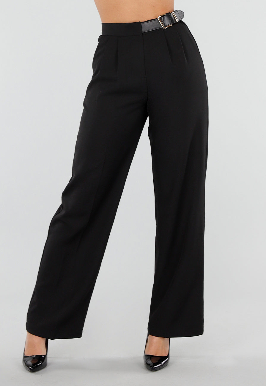 Zwarte Pantalon met Goudkleurige Gesp