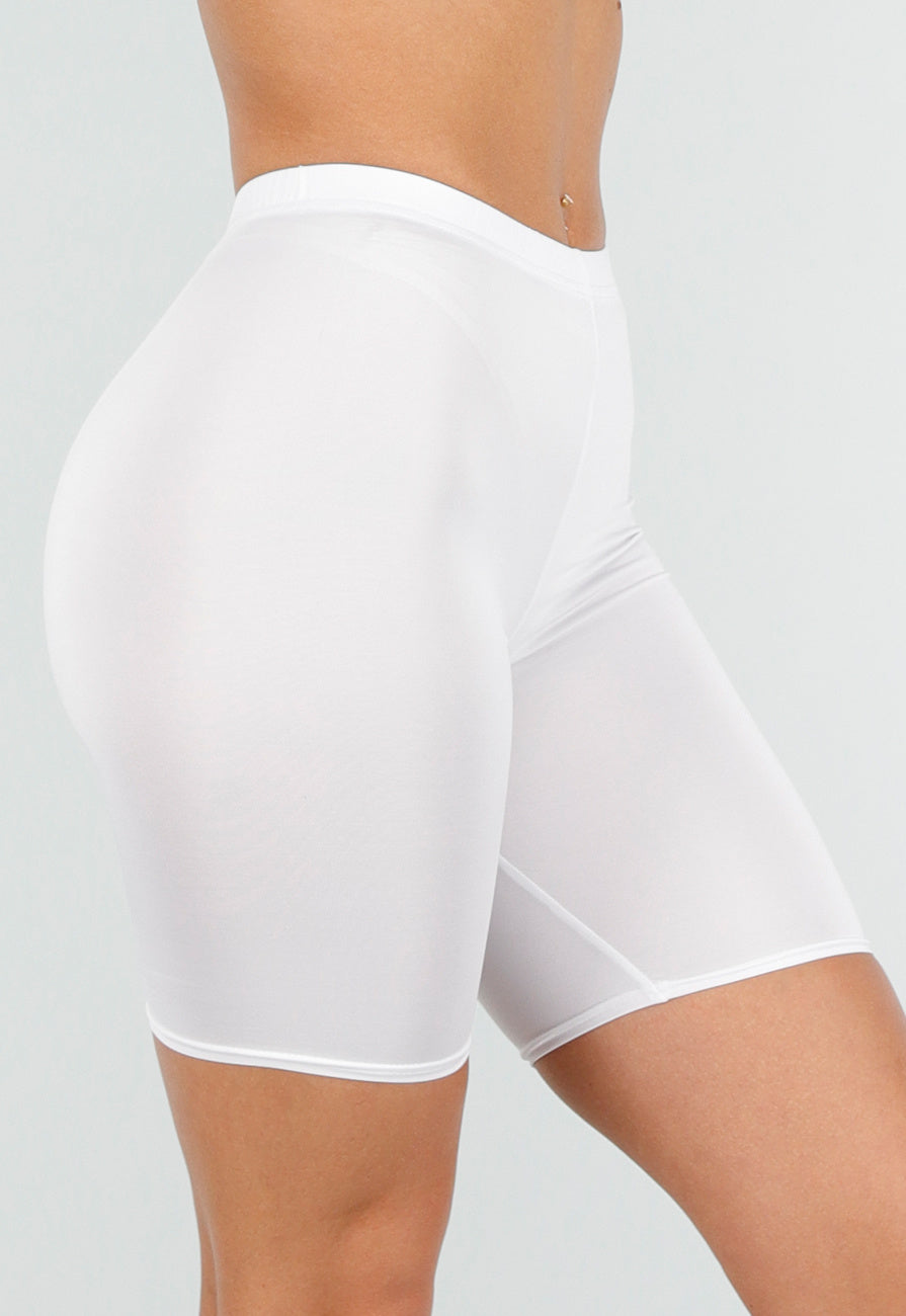 Witte Biker Short met Stretch