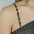 Zwarte Verstelbare BH Band met Dubbele Strass