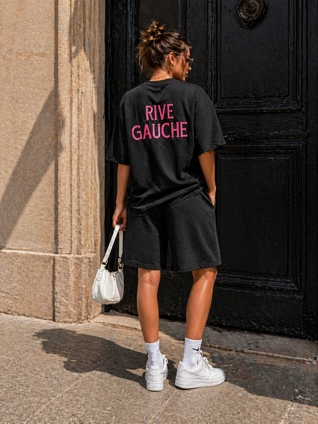 Zwarte Two Piece Set met T-Shirt en Shorts