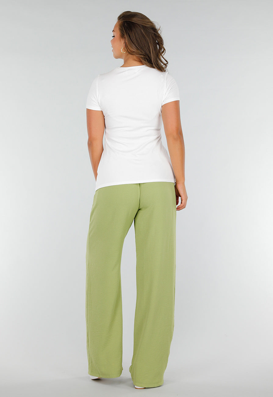 Wit Stretch T-Shirt met Zijsplit, Ronde Hals en Korte Mouwen