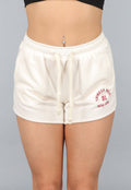 Ecru Jogger Short met Rode Tekst