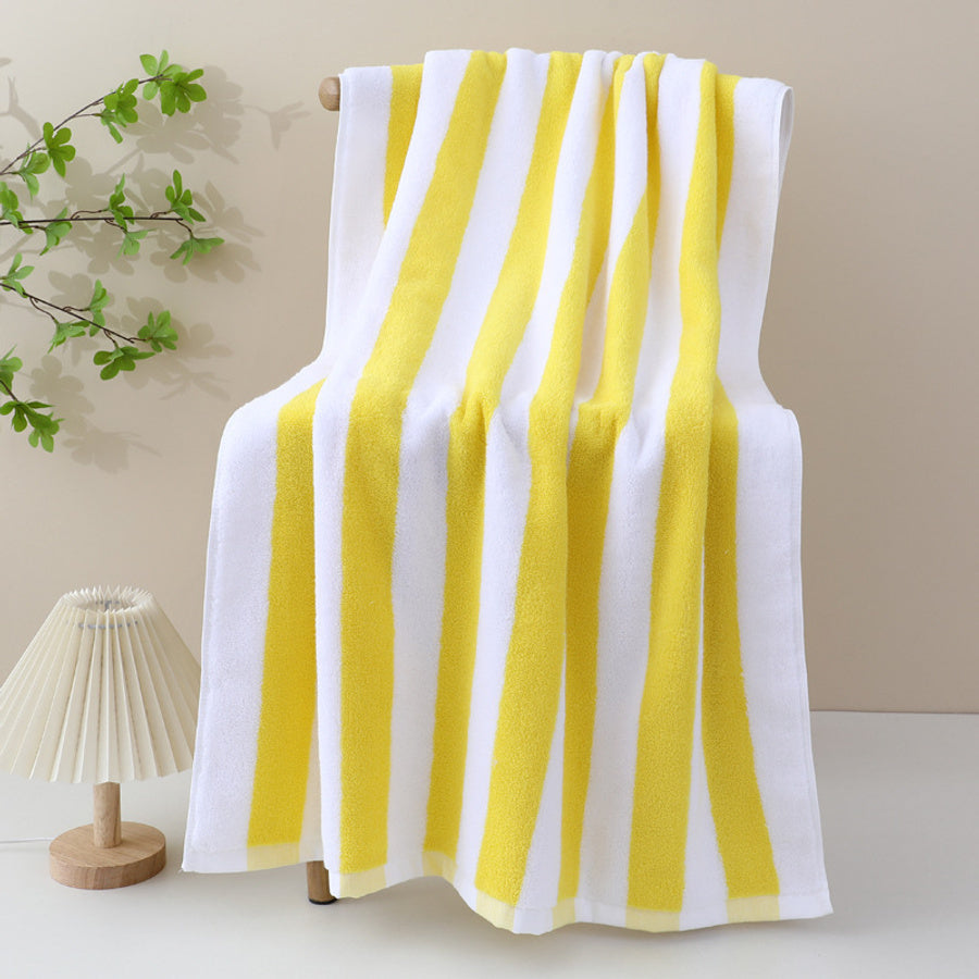 Retro Geel-Witte Katoenen Handdoek van Zachte Badstof