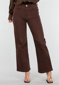 Bruine High Waist Stretch Jeans met Rechte Pijpen