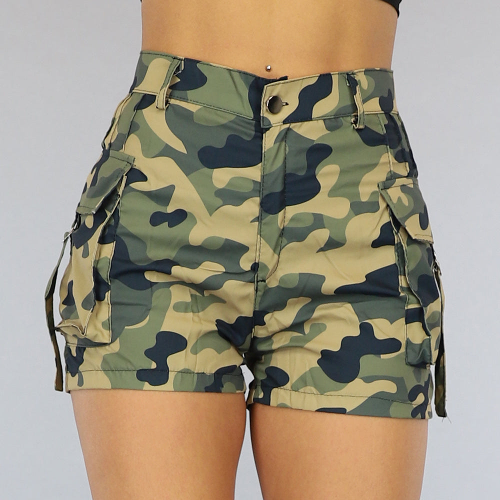 Olijfgroene Camo Cargo Short