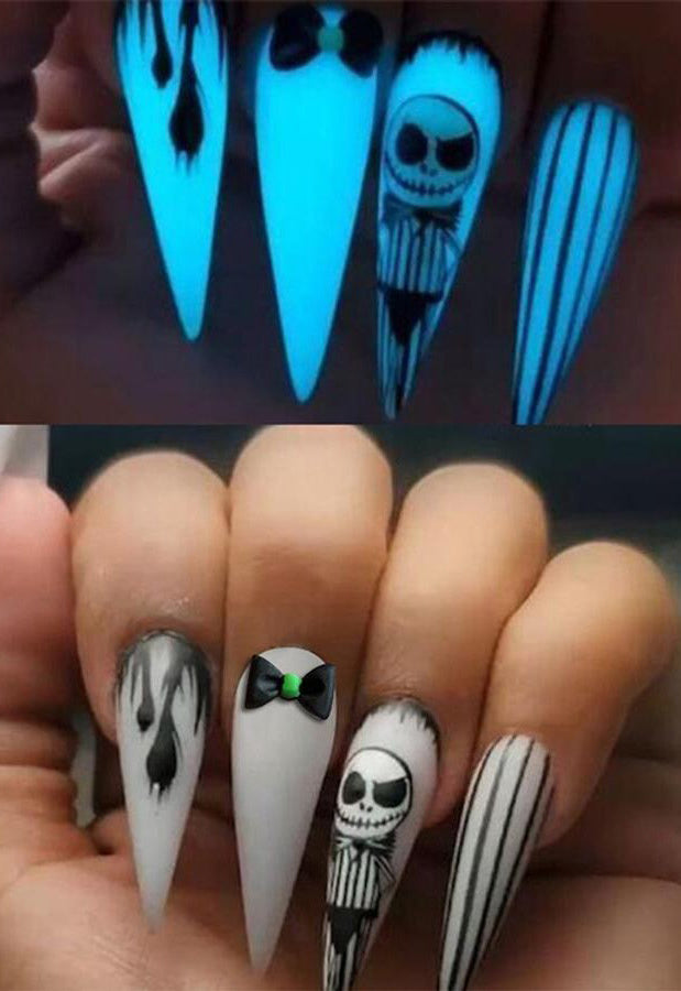 Glow In The Dark Tim Burton Halloween Plaknagels