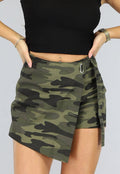 Camouflage Print Skort met Riem Detail