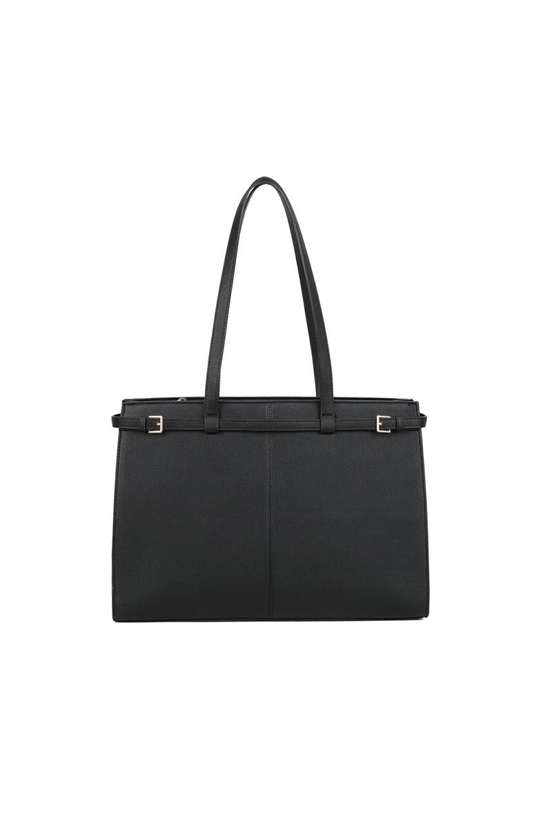Zwarte Shopper met Dubbele Schouderhengsels en Ritsvak