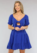 Mousseline Zomer Jurkje in Kobalt Blauw