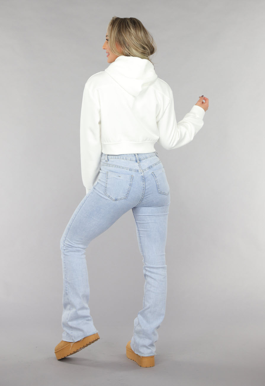 Witte Capuchon Trui in Kort Model