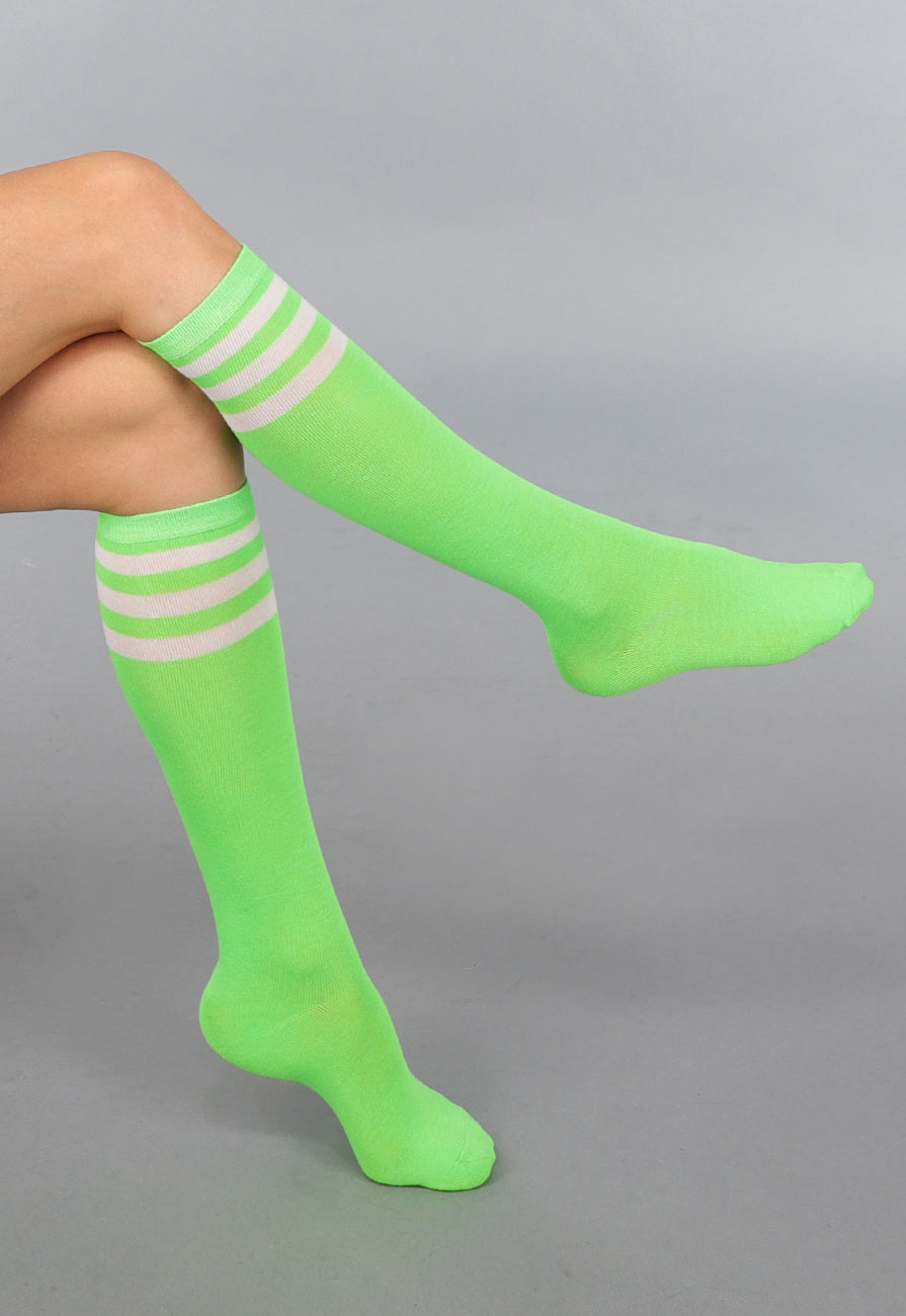 Gestreepte Neon Groene Kousen