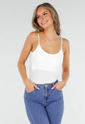 Witte Bodysuit met Spaghetti Bandjes en Pads