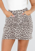 Leopard Print Denim Rok met High Waist