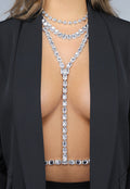 Zilveren Strass Bodychain met Choker