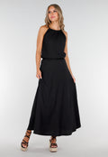 Zwarte Maxi Set met Hooggesloten Top en Stretch