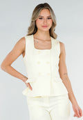 Pastel Gele Gilet Top met Knopen