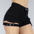 Zwarte Denim Cargo Short met Riempje