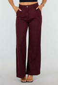 NEW150726 Bordeaux Wide Leg Broek met High Waist