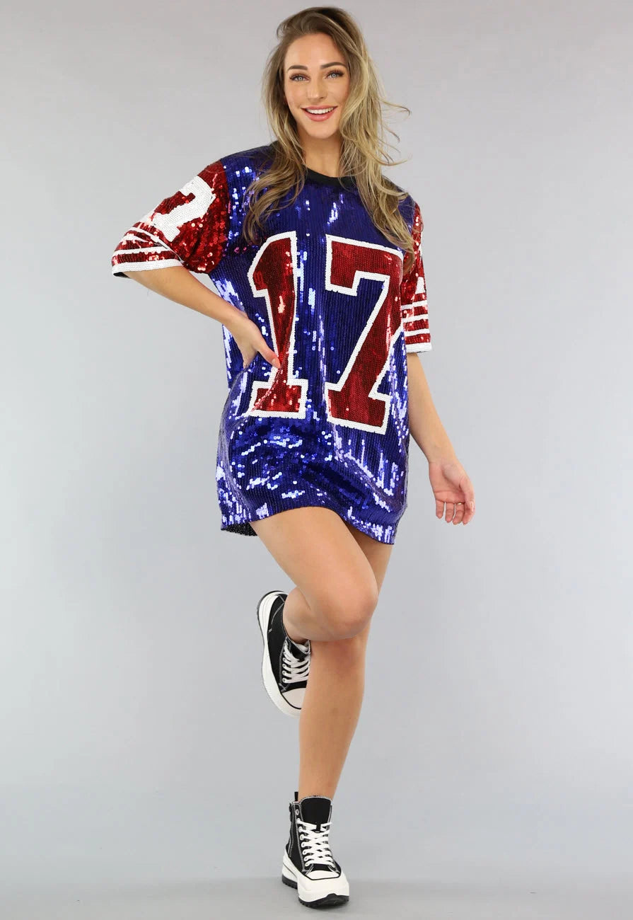 Football Jersey Jurk met Pailletten in Sportieve Look