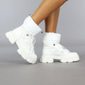 Witte Gewatteerde Snowboots met Grove Zool