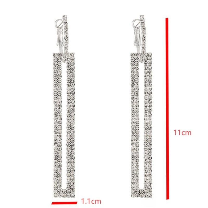 Zilveren Strass Oorhangers