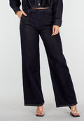 Redial Jeans Donkerblauwe Jeans met Rechte Pijpen en Trekkoord