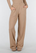 Beige Zachte Stretch Broek met Rechte Pijpen